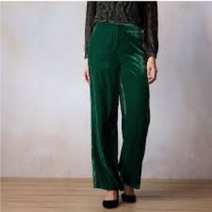 Women's LC Lauren Conrad High Rise Green Velvet Pants size 10